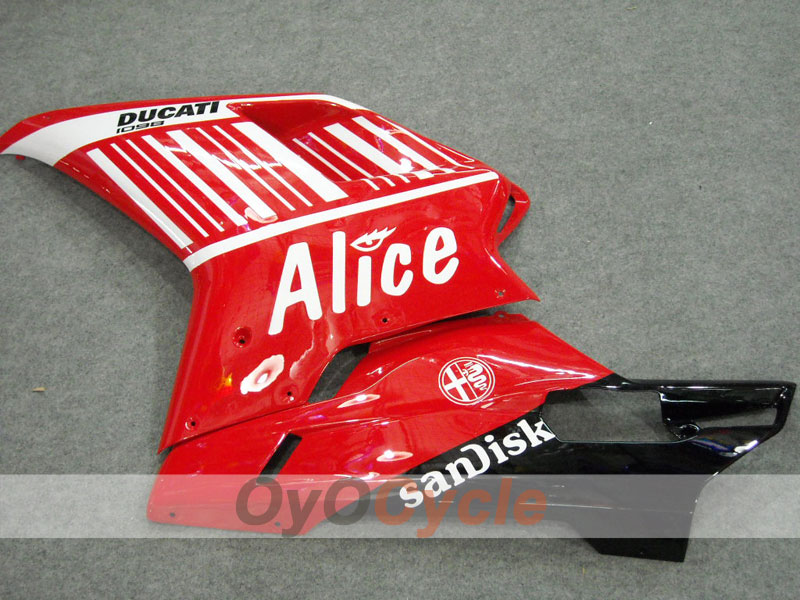 Einspritz-Verkleidungssatz für Ducati 1198, Baujahr 09-11 - Rot, Schwarz - Alice #OYO87902326