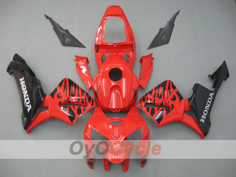 Verkleidungssatz für Einspritzer für CBR600RR 05-06 - Rot, Schwarz - Flammenmuster #OYO87900241