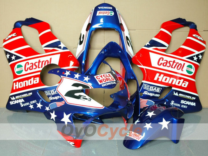 Verkleidungssatz für Einspritzermodelle der CBR600F4 99-00 - Rot, Blau - Castrol #OYO87900107 Hauptbild