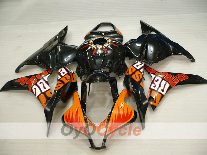 Einspritz-Verkleidungskit für CBR600RR 09-12 - Orange, Schwarz - Rossi #OYO87900461