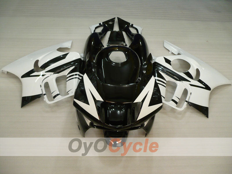 Verkleidungssatz für Einspritzermodelle der CBR600F3 97-98 - Weiß, Schwarz - Werksdesign #OYO87900058