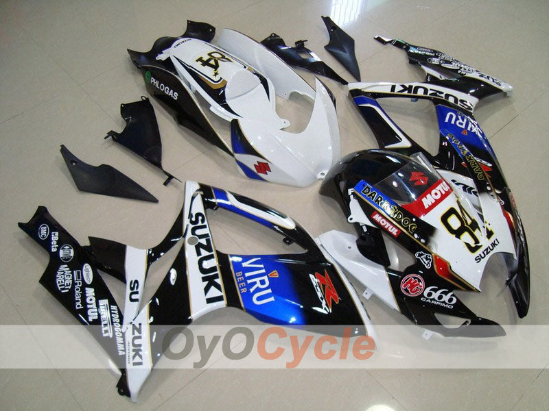 Spritzguss-Verkleidungssatz für 06-07 GSX R600 - Weiß, Schwarz - MOTUL, VIRU #OYO87901604