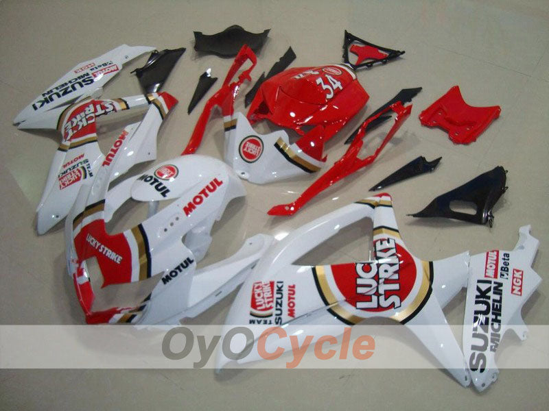 Verkleidungssatz für Einspritzmodelle 08-10 GSX R750 - Rot, Weiß - Lucky Strike #OYO87901452