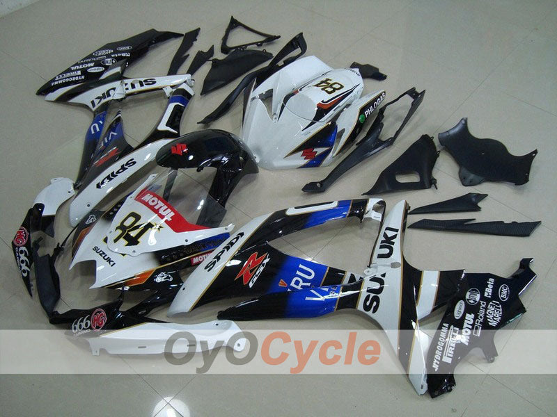 Einspritzverkleidungssatz für 08-10 GSX R600 - Weiß, Schwarz - VIRU #OYO87901676