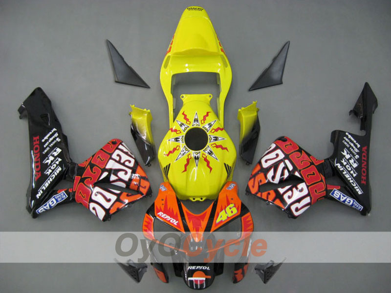 Einspritzverkleidungssatz für 03-04 CBR600RR - Gelb, Schwarz - Rossi #OYO87902538 Hauptbild
