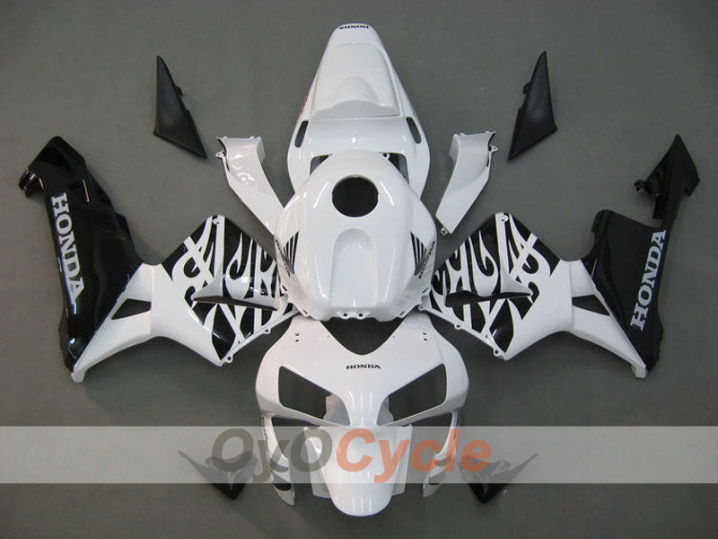 Verkleidungssatz für Einspritzmodelle 03-04 CBR600RR - Weiß, Schwarz - Flame #OYO87902515 Hauptbild