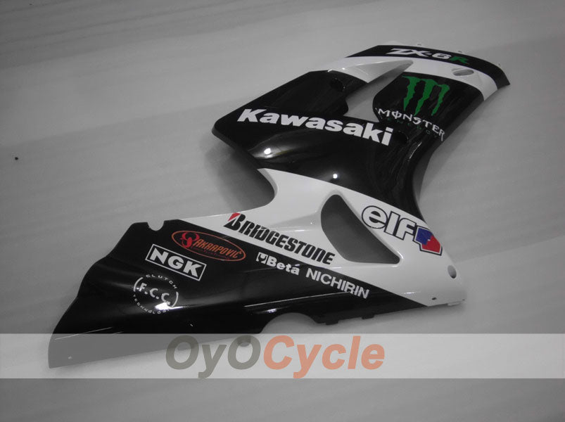Spritzguss-Verkleidungssatz für 03-04 NINJA ZX-6R - Weiß, Schwarz - Monster #OYO87901810