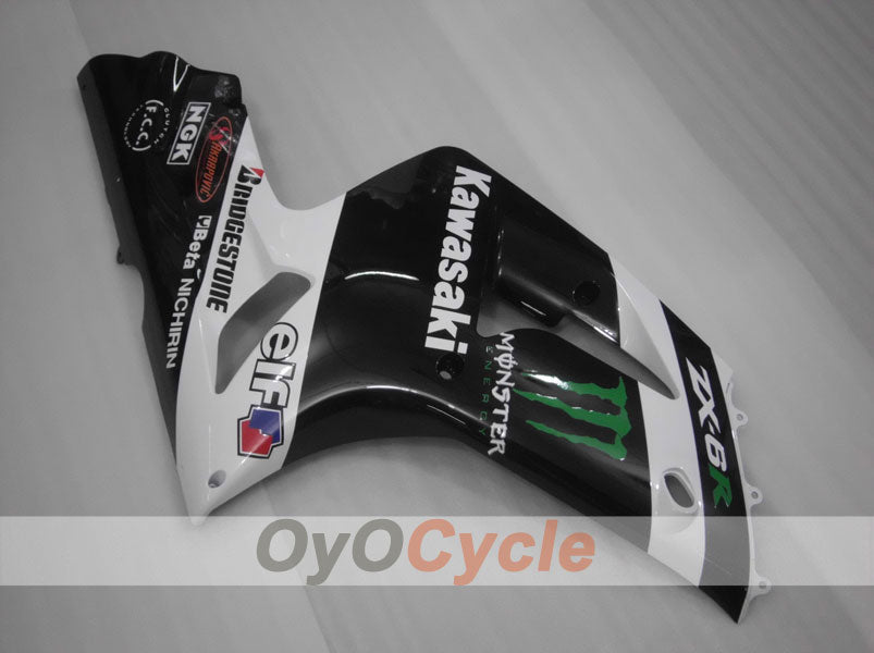 Spritzguss-Verkleidungssatz für 03-04 NINJA ZX-6R - Weiß, Schwarz - Monster #OYO87901810