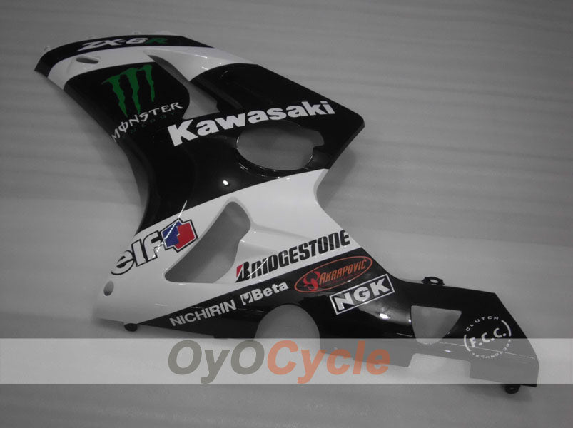Spritzguss-Verkleidungssatz für 03-04 NINJA ZX-6R - Weiß, Schwarz - Monster #OYO87901810