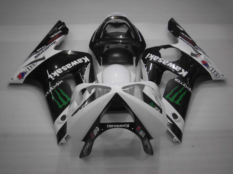 Spritzguss-Verkleidungssatz für 03-04 NINJA ZX-6R - Weiß, Schwarz - Monster #OYO87901810