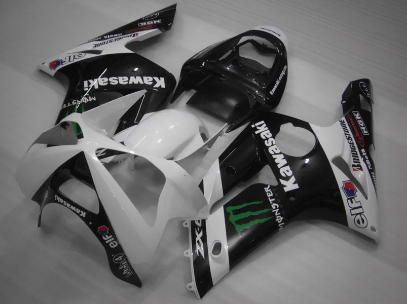 Spritzguss-Verkleidungssatz für 03-04 NINJA ZX-6R - Weiß, Schwarz - Monster #OYO87901810