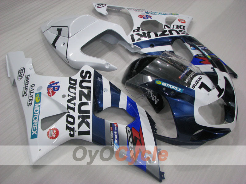 Einspritzverkleidungssatz für GSX R600 01-03 - Blau, Weiß - MOTOREX #OYO87905112