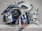 Verkleidungssatz für 01-03 GSX R600, Spritzguss - Blau, Weiß - DUNLOP #OYO87905081