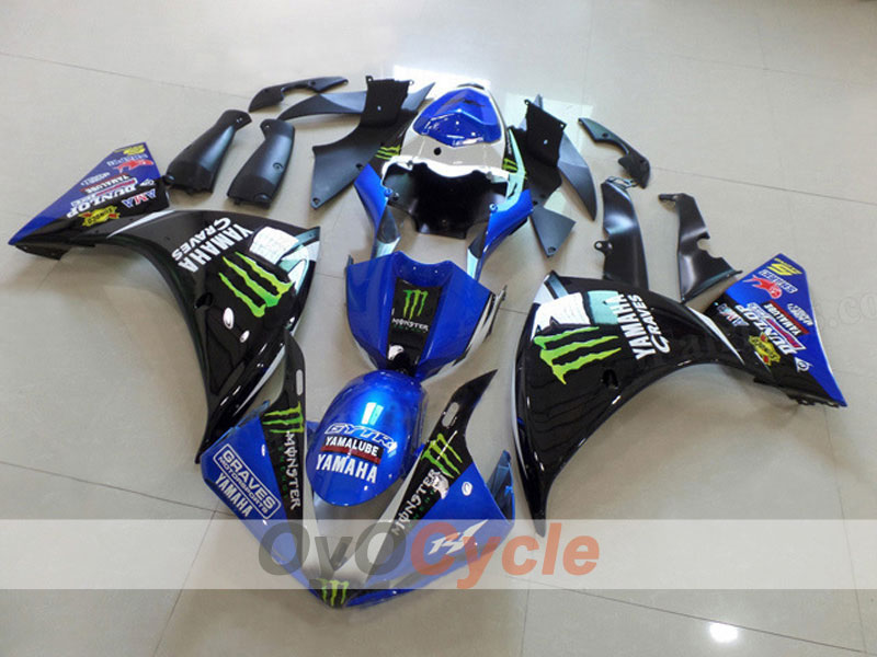 Einspritzverkleidungssatz für 12-14 YZF-R1 - Blau, Schwarz - DUNLOP #OYO87903172