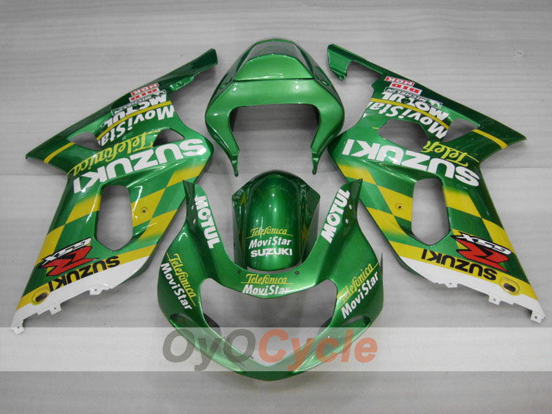 Verkleidungssatz für 01-03 GSX R600, Spritzguss - Grün - Movistar #OYO87905088