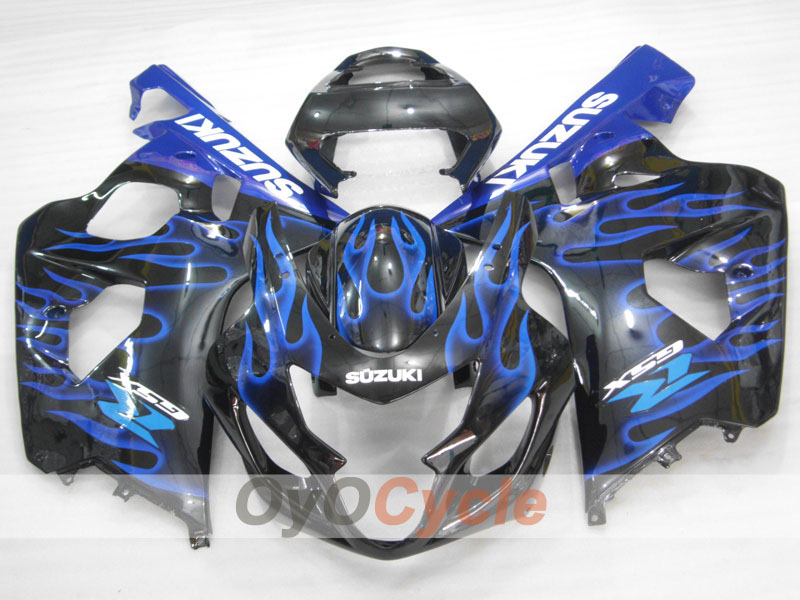 Verkleidungssatz für Einspritzmodelle, GSXR600 04-05 - Blau, Schwarz - Flammen #OYO87901178 Hauptbild