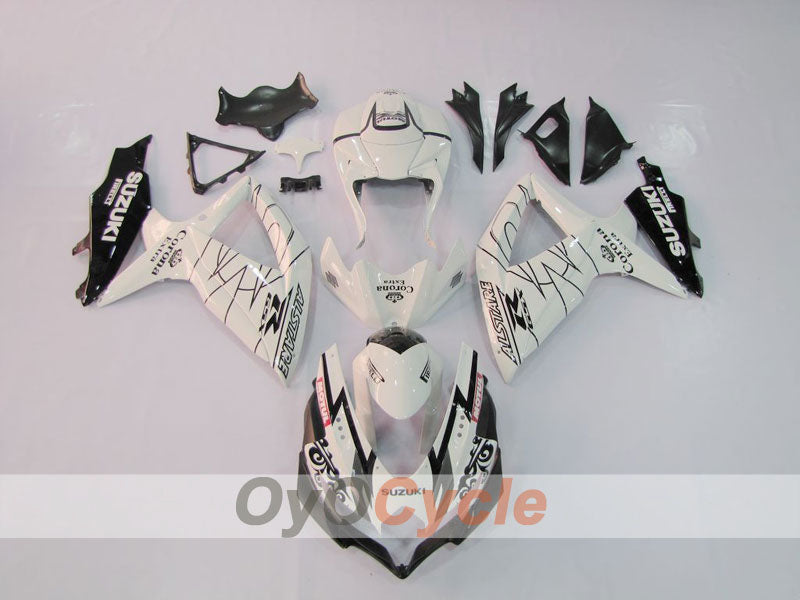 Einspritzverkleidungssatz für 08-10 GSX R750 - Weiß, Schwarz - Corona #OYO87901377