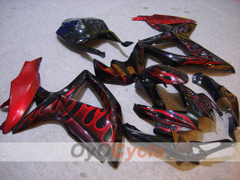 Einspritzverkleidungssatz für GSX R750 08-10 - Rot, Schwarz - Flame #OYO87901442 Hauptbild