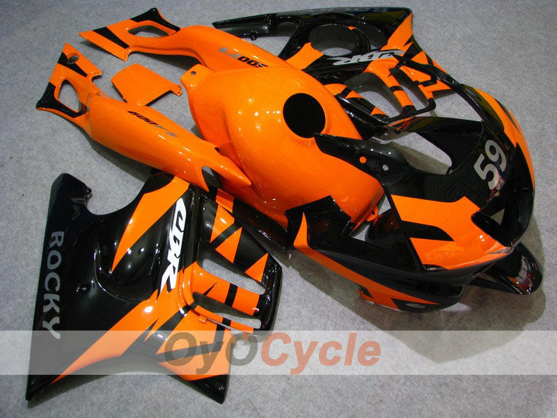Verkleidungssatz für Einspritzermodelle, CBR600F3 97-98 - Orange, Schwarz - Werksstil #OYO87900074