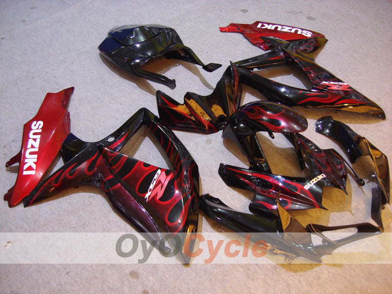 Verkleidungssatz für Einspritzmodelle 08-10 GSX R750 - Rot, Schwarz - Flame #OYO87901444 Hauptbild