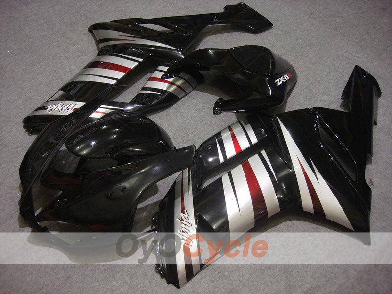 Verkleidungssatz für Einspritzmodelle, 07-08 NINJA ZX-6R - Schwarz, Silber - Werksstil #OYO87901919 Hauptbild