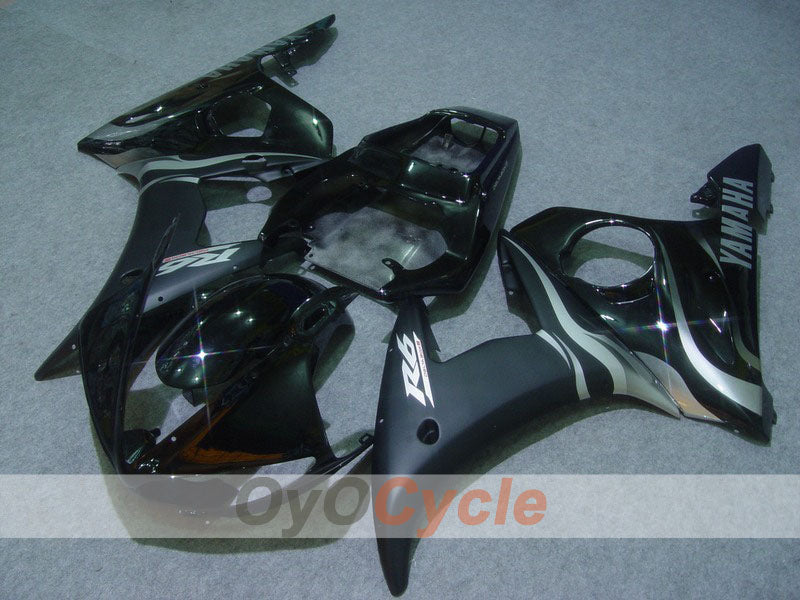 Verkleidungssatz für Einspritzung für 05 YZF-R6 - Schwarz, Silber - Flammen #OYO87902640