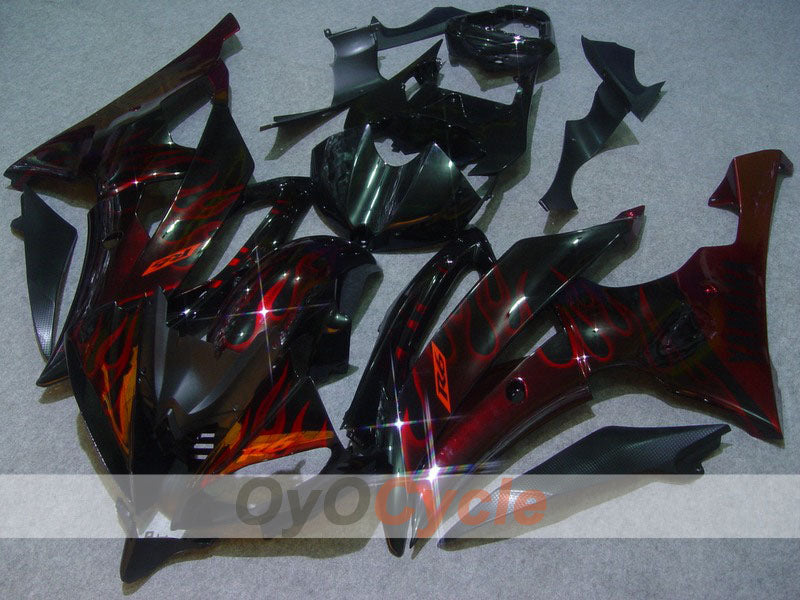 Einspritz-Verkleidungskit für 08-16 YZF-R6 - Rot, Schwarz - Flamme #OYO87900964 Hauptbild