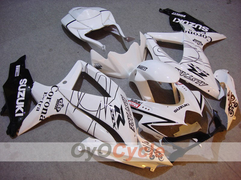 Einspritz-Verkleidungssatz für 08-10 GSX R750 - Weiß, Schwarz - Corona #OYO87901386