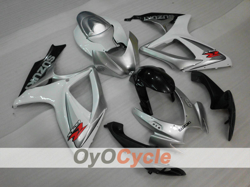 Einspritzverkleidungssatz für 06-07 GSX R600 - Weiß, Silber - Werksdesign #OYO87901523 Hauptbild
