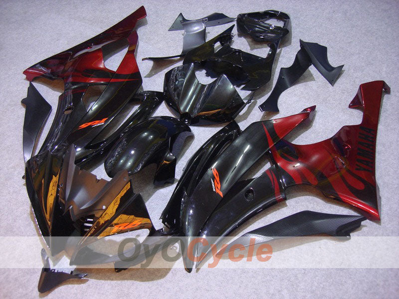 Einspritz-Verkleidungskit für 08-16 YZF-R6 - Rot, Schwarz - Flamme #OYO87900966 Hauptbild