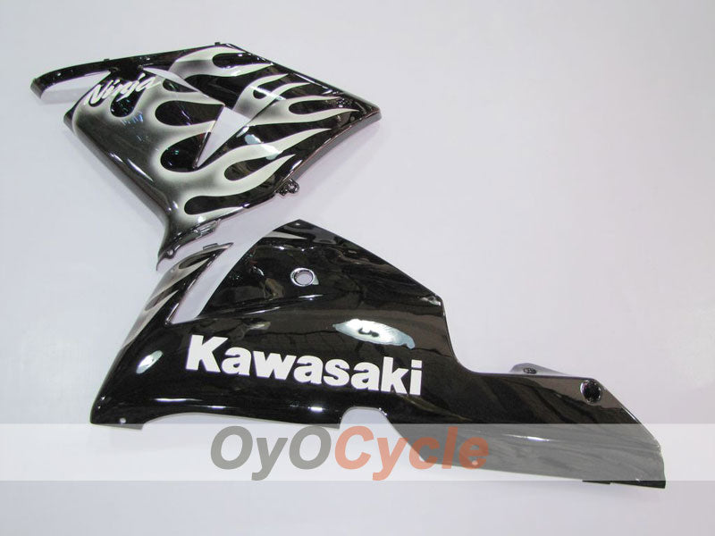 Einspritz-Verkleidungssatz für 04-05 NINJA ZX-10R - Schwarz, Silber - Flame #OYO87902819