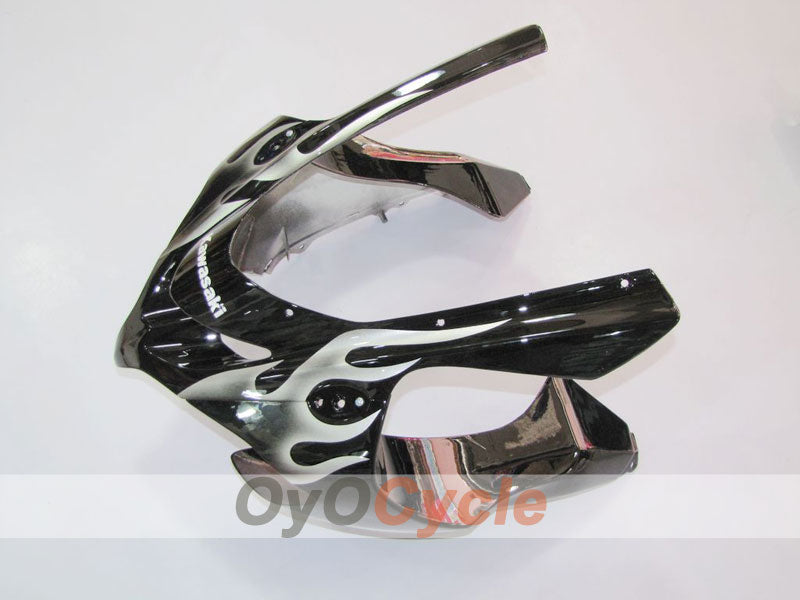 Einspritz-Verkleidungssatz für 04-05 NINJA ZX-10R - Schwarz, Silber - Flame #OYO87902819