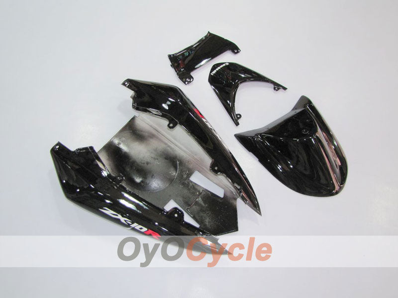 Einspritz-Verkleidungssatz für 04-05 NINJA ZX-10R - Schwarz, Silber - Flame #OYO87902819