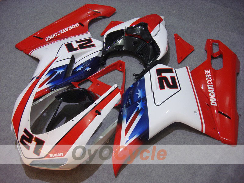 Verkleidungssatz für Einspritzermodelle für Ducati 848, 08-13 - Rot, Weiß - Xerox #OYO87902250