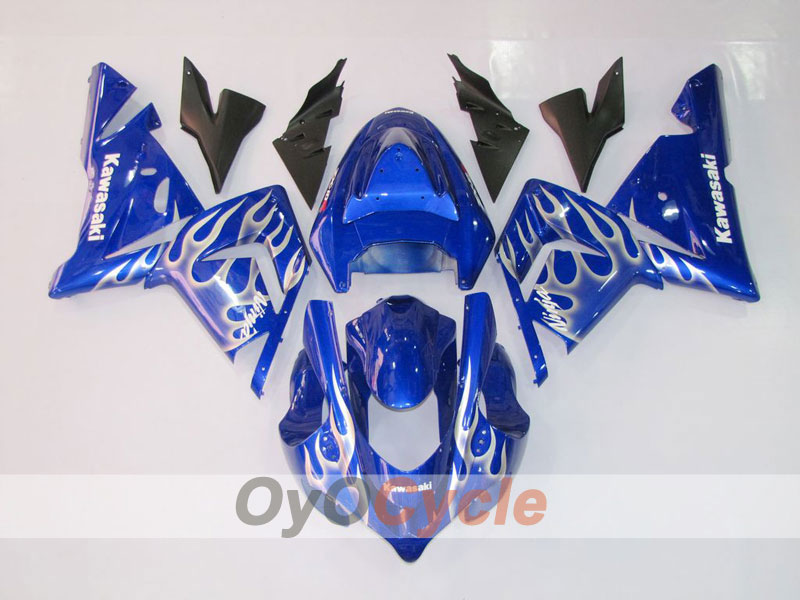 Verkleidungssatz für 04-05 NINJA ZX-10R - Blau, Weiß - Flammenmuster #OYO87901535 Hauptbild