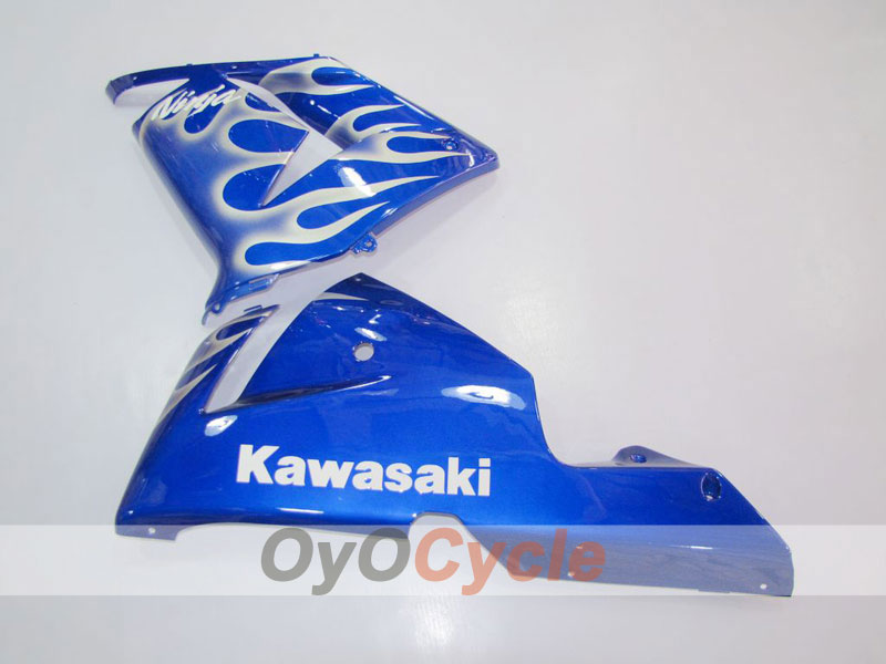 Verkleidungssatz für 04-05 NINJA ZX-10R - Blau, Weiß - Flammenmuster #OYO87901535