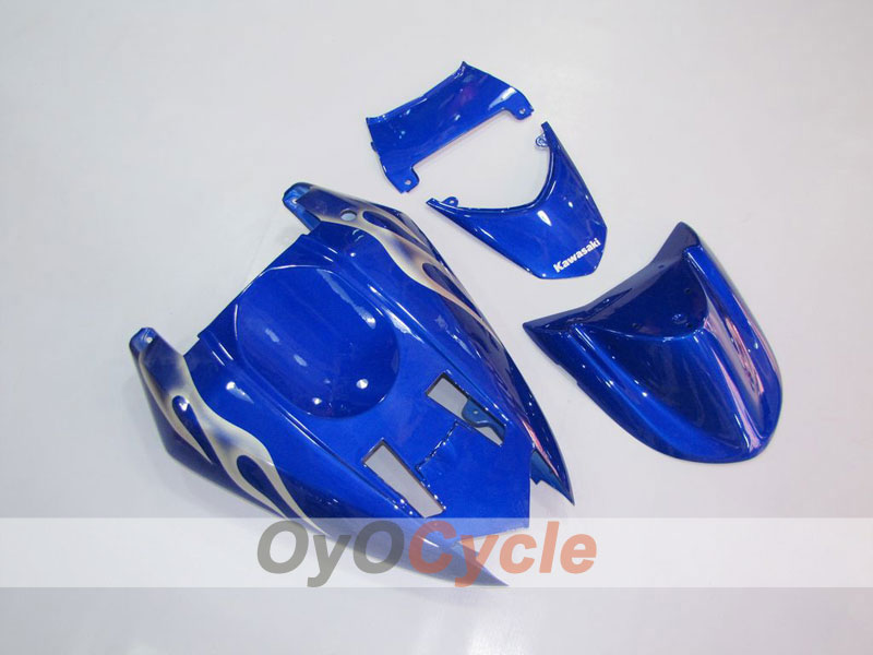 Verkleidungssatz für 04-05 NINJA ZX-10R - Blau, Weiß - Flammenmuster #OYO87901535