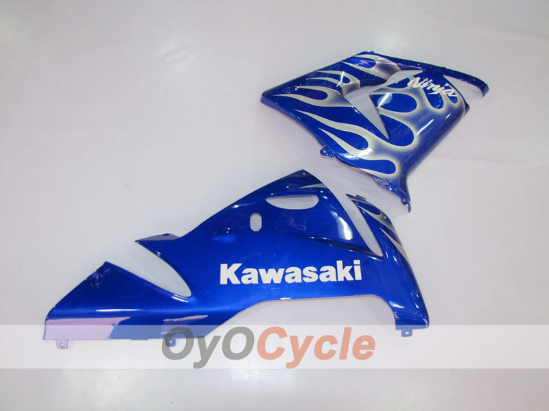 Verkleidungssatz für 04-05 NINJA ZX-10R - Blau, Weiß - Flammenmuster #OYO87901535