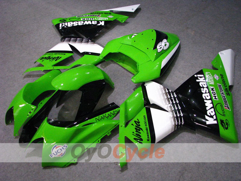 Einspritz-Verkleidungskit für 04-05 NINJA ZX-10R - Grün, Weiß - Nakano #OYO87901549