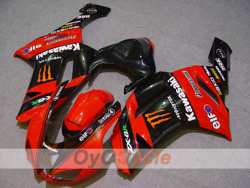 Einspritzverkleidungssatz für 07-08 NINJA ZX-6R - Rot, Schwarz - Monster #OYO87901956