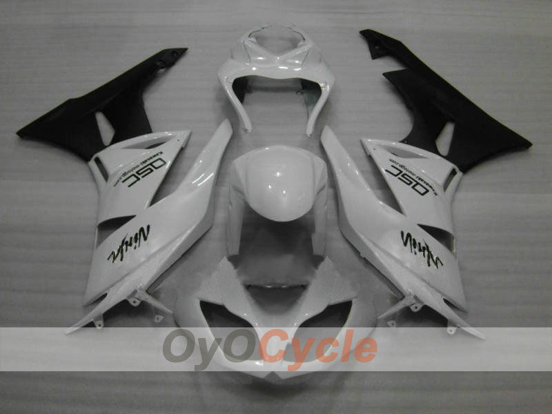 Verkleidungssatz für Spritzgussverkleidung für 09-12 NINJA ZX-6R - Weiß, Schwarz - Werksstil #OYO87901976