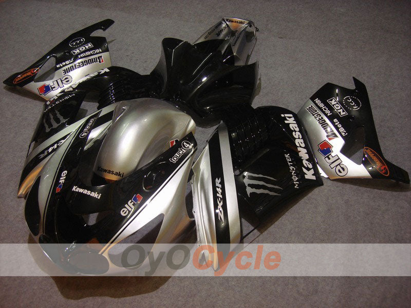 Verkleidungssatz für 06-11 NINJA ZX-14R - Schwarz, Silber - Monster #OYO87902016