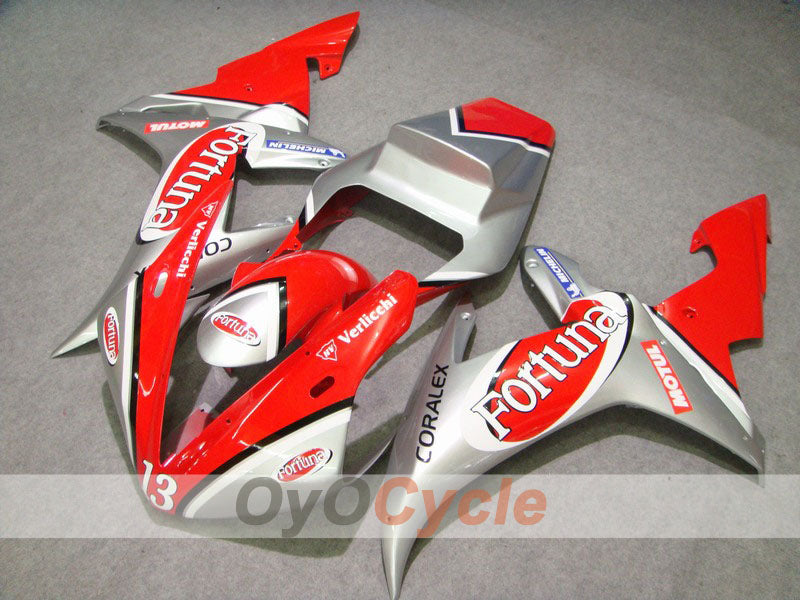 Einspritzverkleidungssatz für 02-03 YZF-R1 - Rot, Silber - Fortuna, MOTUL #OYO87900797 Hauptbild
