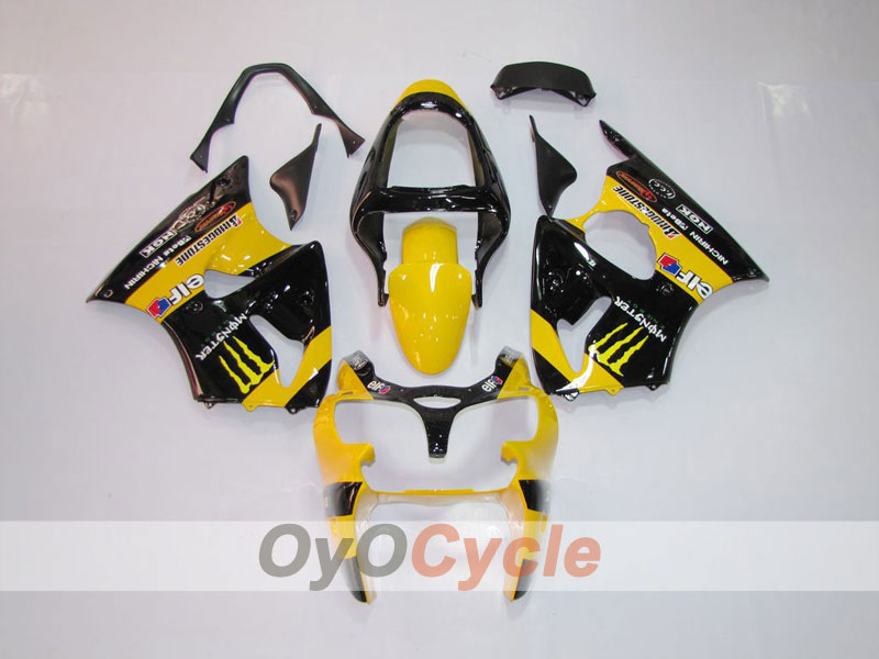 Einspritzverkleidungssatz für 00-02 NINJA ZX-6R - Gelb, Schwarz - Monster #OYO87901716