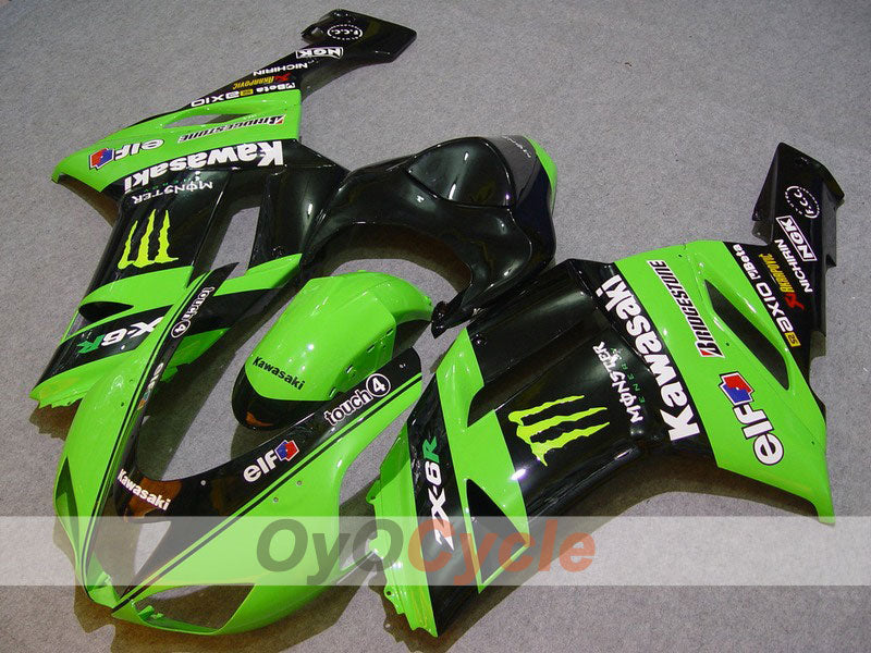 Einspritzverkleidungssatz für 07-08 NINJA ZX-6R - Grün, Schwarz - Monster #OYO87901957
