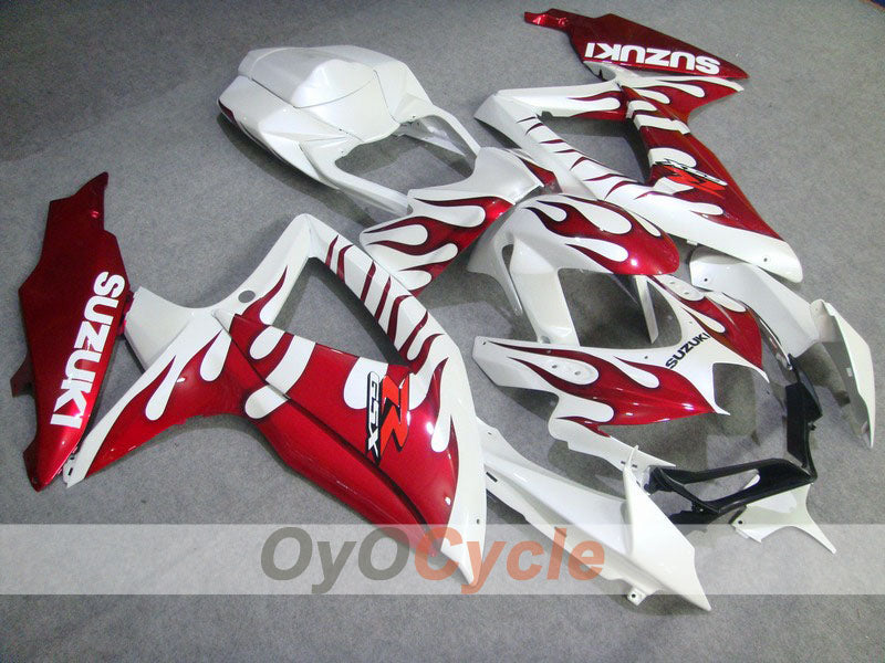 Verkleidungssatz für Einspritzmodelle der GSX R600 08-10 - Rot, Weiß - Flame #OYO87901637