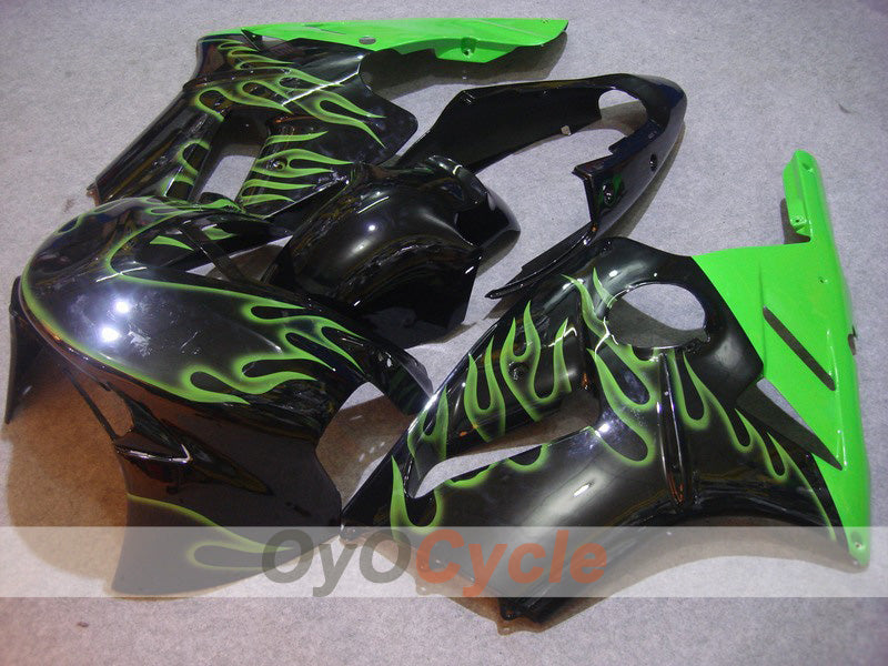 Spritzguss-Verkleidungssatz für NINJA ZX-12R, 02-05 - Grün, Schwarz - Flammen #OYO87903098