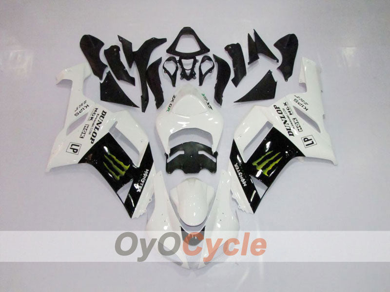 Einspritz-Verkleidungssatz für 07-08 NINJA ZX-6R - Weiß, Schwarz - Monster #OYO87901947