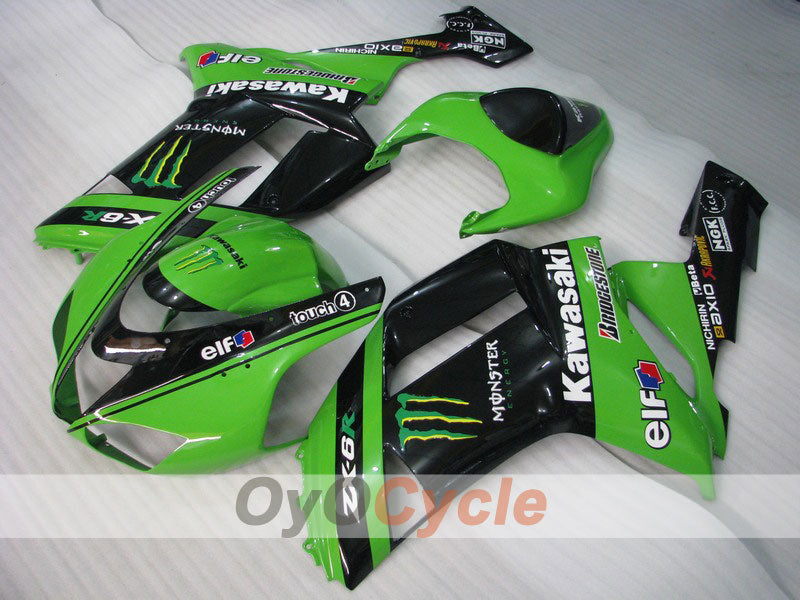 Einspritzverkleidungssatz für 07-08 NINJA ZX-6R - Grün, Schwarz - Monster #OYO87901961 Hauptbild