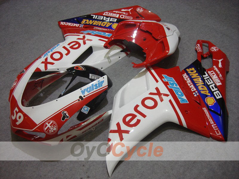 Verkleidungssatz für Einspritzermodelle für Ducati 848, 08-13 - Rot, Weiß - Xerox #OYO87902257